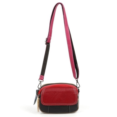 Женская кожаная сумка кросс-боди 6705 Ред/Блек