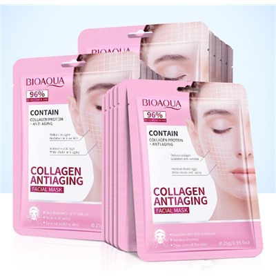 Тканевая маска с КОЛАГЕНОМ омолаживающая Bioaqua Collagen Antiaging