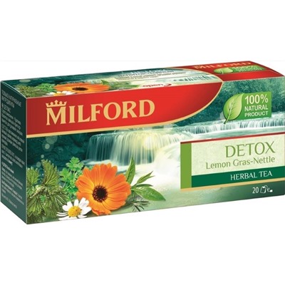 Чай                                        Milford                                        Напиток чайный Детокс(чай зеленый,крапива,кориандр,мята,ромашка) 20 пак. х 2 гр.(12)