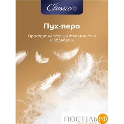 Classic by T МУЛАРД S Подушка 70х70, 1пр., хлопок-тик/пух, 1700 г