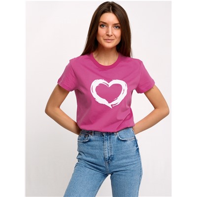 футболка 1ЖДФК2657001; ярко-розовый12 / Сердце кистью