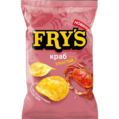 Бакалея                                        Fry's                                        Чипсы из натур. картофеля "FRY'S" вкус Зубастый краб 70 гр, м/у (24)