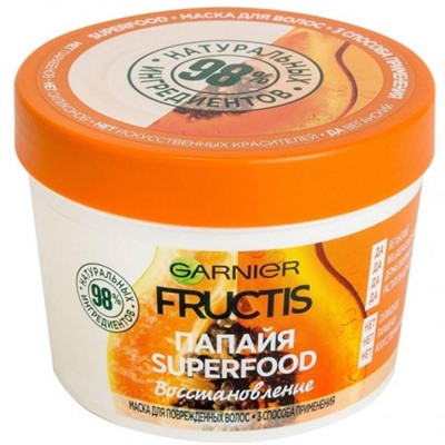 Garnier FRUCTIS SUPERFOOD ПАПАЙЯ Маска 3в1 для поврежденных волос, 390 мл