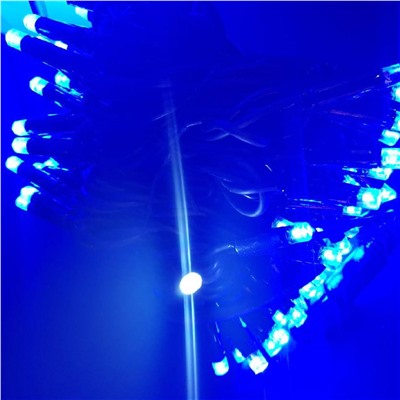 Светодиодная гирлянда Гирлянда уличная нить 100 светодиодов, 8мм, 10 метров, коннектор, синий (провод черный)