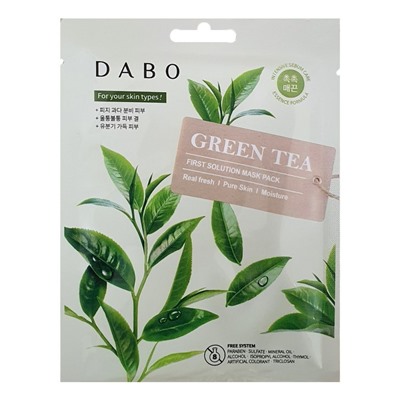 Dabo Тканевая маска для лица с экстрактом зеленого чая / First Solution Mask Pack Green Tea, 23 г