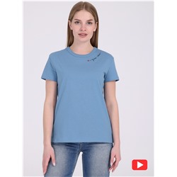 футболка 1ЖДФК4249001; серо-голубой250 / Good vibes вышивка