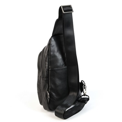 Мужская кожаная сумка слинг 9187 Блек