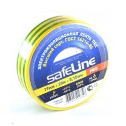 *Изолента "Safeline" 19мм * 20м желто-зеленая полосатая /5шт)