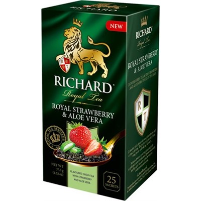 Чай                                        Richard                                        Royal Strawberry & Aloe Vera 25 пак.*1,5 гр.зеленый (12) 102253