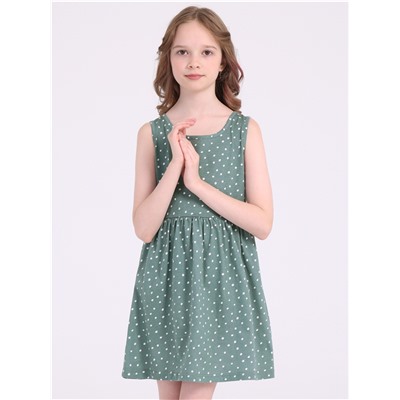 платье 1ДПБ4001001н; белые пятнышки на серо-зеленом
