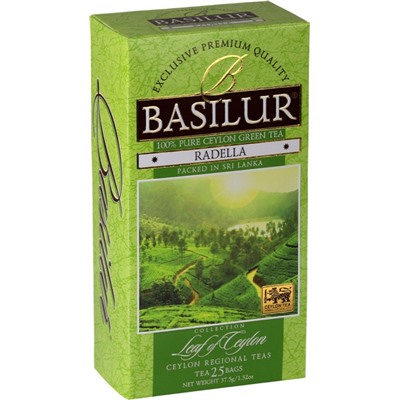Чай                                        Basilur                                        Лист Цейлона "Раделла" 25 пак.*1,5 гр., зелен., картон (24) (70493)
