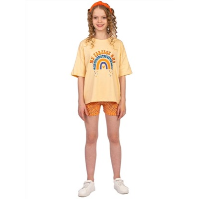 Комплект детский (футболка/шорты) Бежевый/дынный
