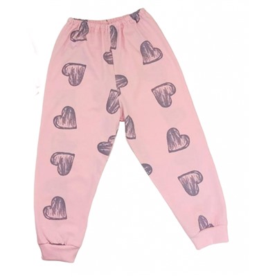 Пижамные штаны 602 серые сердечки на розовом
