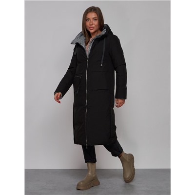 Пальто утепленное двухстороннее женское черного цвета 13343Ch