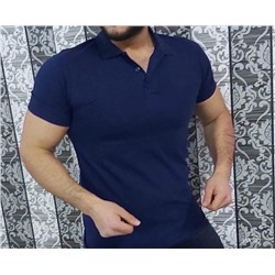 Мужская футболка поло темно-синяя V107