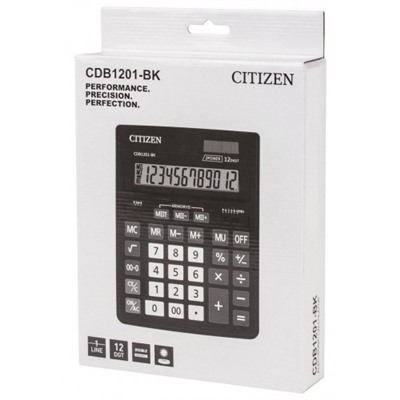 Калькулятор настольный Citizen Business Line CDB1201BK, 12 разрядов, двойное питание, 157x200 мм