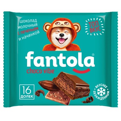 Кондитерские изделия                                        Fantola                                        Печенье с карамелью FANTOLA со вкусом "Choco Vibe" глазурированое 50 гр (12) в короб.8 блоков