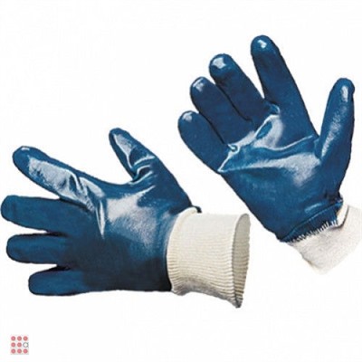 Перчатки ХБ с покрытие нитрил синие