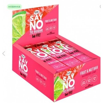 Без сахара «Smart Formula», фруктово-ореховый батончик Raspberry-lime, 40 г (упаковка 15 шт.) KDV