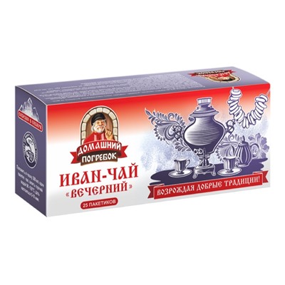 Чай                                        Иван-чай                                        пакетированный Вечерний 25 пак.*1,8 гр., картон (24) (ПВ-001)