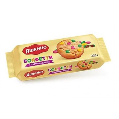 «Яшкино», печенье «Бонфетти», с цветным драже 200 гр. KDV