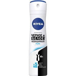 Антиперспирант спрей женский Nivea Pure Невидимый Черное и белое, 150 мл