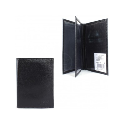 Обложка для авто+паспорт Premier-О-77 (4 внут карм)  натуральная кожа черный ладья (327)  212614