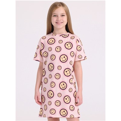 платье 1ДПК4410001н; смайлики на розовом