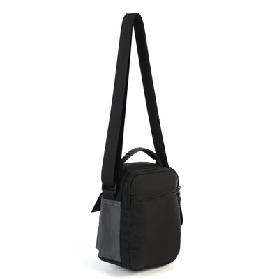 Мужская текстильная сумка через плечо с двумя отделениями на молниях 4118 Блек/Грей
