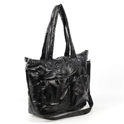 Женская дутая стеганная сумка шоппер 8055 Блек