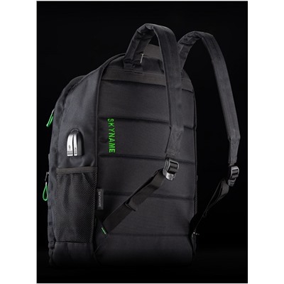 Рюкзак для подростков SkyName 80-43 черный-зеленый 30х16х42