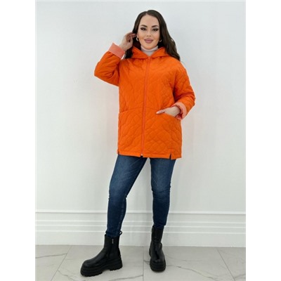 Стеганая куртка Size plus с капюшоном оранжевая KSU