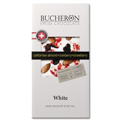 Кондитерские изделия                                        Bucheron                                        шоколад (с окном) Белый с миндалем, клюквой и клубникой 100 гр. х 10 шт. картон (6 )