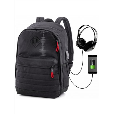 Рюкзак для подростков SkyName 80-43 черный-красный 30х16х42