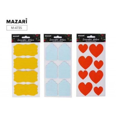 Декоративные наклейки COLORED 10х21 см гофрированная бумага, ассорти M-4735 Mazari