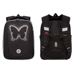 Рюкзак школьный RAf-392-5/1 "Бабочка" черный 29х36х18 см GRIZZLY