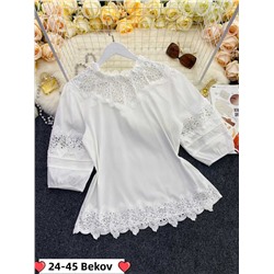 Женская Блузка Ткань Вискоза + Гипюр Размеры M 46-48, L48-50, XL50-52, 2XL 54-56