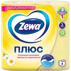 Туалетная бумага Zewa (Зева) Плюс Ромашка, 2-слойная, 4 рулона