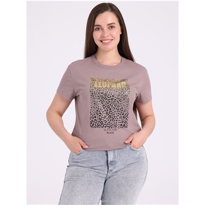 футболка 1ЖДФК4259001; светло-коричневый61 / Леопард и стразы