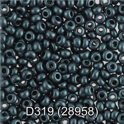 Бисер круглый 4 10/0 2.3 мм 5 г 1-й сорт D319 т.зеленый ( 28958 ) Gamma