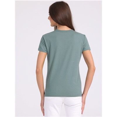 футболка 1ЖДФК3350001; серо-зеленый113 / Девушка с черным бантом