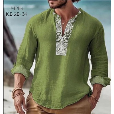 Мужская рубашка зеленая
