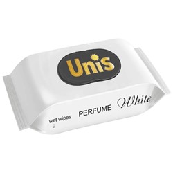 Влажные салфетки антибактериальные Unis Perfume White, клапан, 84 шт