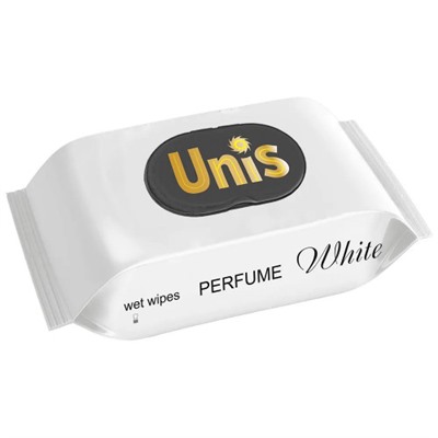 Влажные салфетки антибактериальные Unis Perfume White, клапан, 84 шт