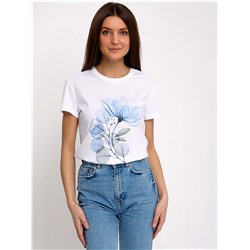 футболка 1ЖДФК3965001; белый / Цветок с листьями