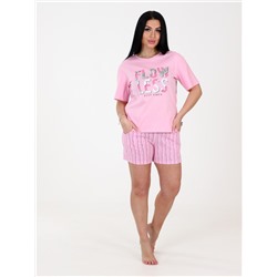 Пижама с шортами розовый