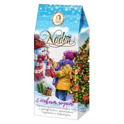 Чай                                        Nadin                                        "Подарок Деда Мороза" 50 гр. черный с аром.клубники и лимона, картон (6)
