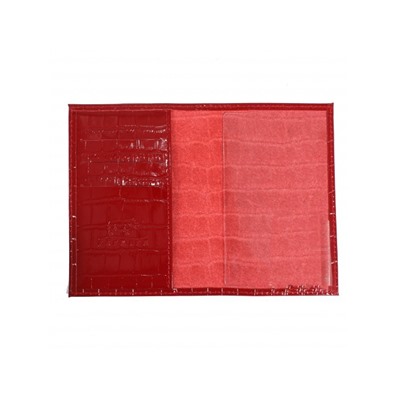 Обложка для паспорта Premier-О-85 (3 кред карт)  н/к,  красный крокодил (115)  201580