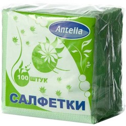 Салфетки бумажные Antella (Антелла), 1-слойные, цвет зелёный, 24х24 см, 100 шт