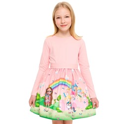 платье ДПД155804ня; светло-розовый93+единороги и принцесса